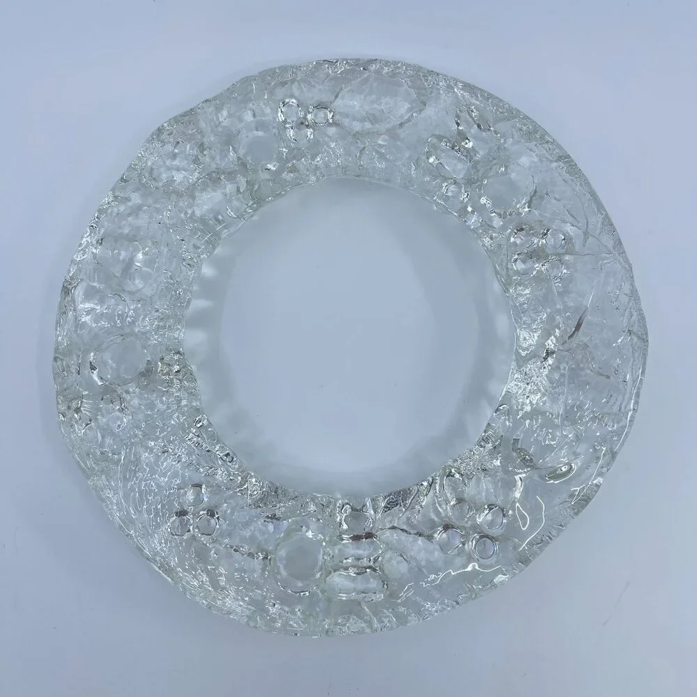 vintage vetreria etrusca clear glass christmas wreath candle holder madein italy